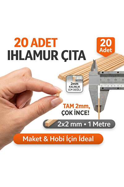 Proton 20 Adet 2x2 mm Ihlamur Çıta 1 Metre | Maket, Hobi, El İşi Ahşap Çubuk ...
