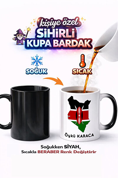 Kirbi Reklam كوب سحري من البورسلين مطبوع على الوجهين بتصميم علم كينيا هدية