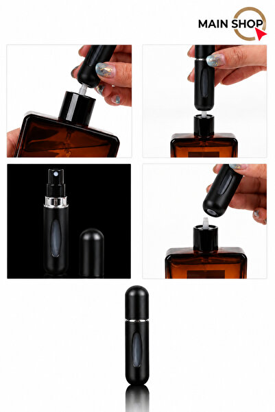 MAİN SHOP Doldurulabilir Mini Parfüm Şişesi 5 Ml - Cep Parfüm Şişesi Siyah Re...