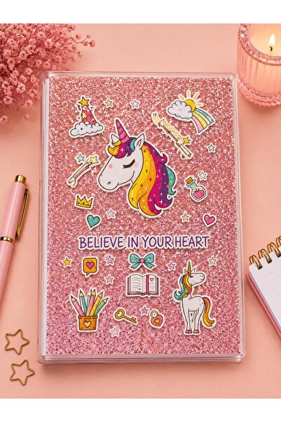 4nio Caiet cu unicorn roz argintiu