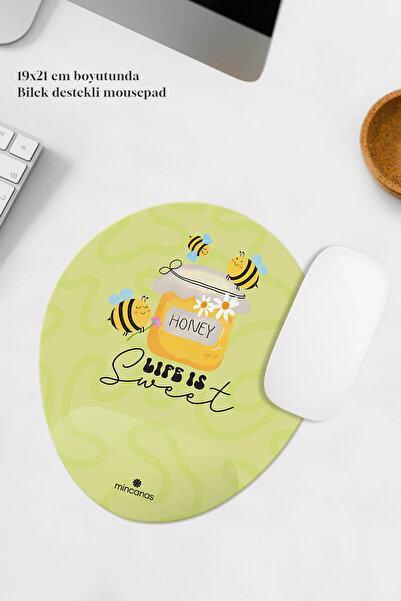 Mincanas Renkli Bilek Destekli Oval Mouse Pad Mouse Altlığı