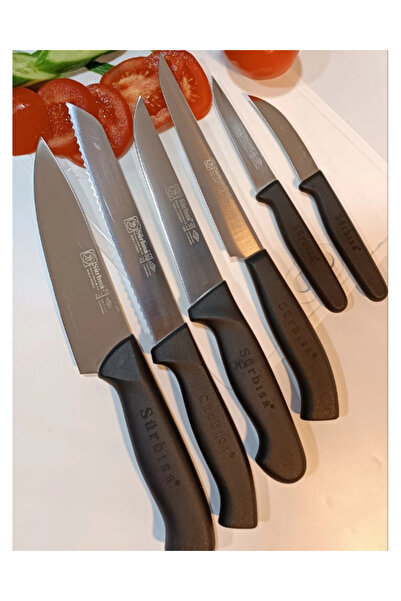 Sürbisa 6 Parça Siyah Mutfak Bıçak Seti Set4