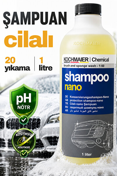 Kochmaier Cilalı Oto Şampuanı 1 L – pH Nötr, Kostiksiz, Boya Koruyucu Araç Yı...