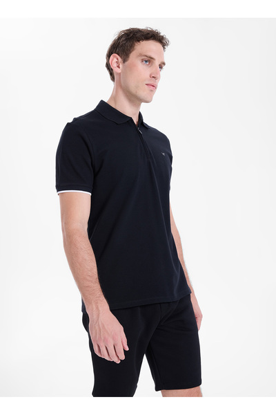 Mustang Siyah Erkek Relaxed Baskılı Polo T-Shirt M5SM-TST1324