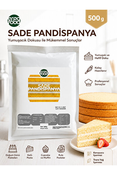 ergo food Sade Pandispanya Karışımı 500 Gr Profesyonel Lezzette Yüksek Haciml...