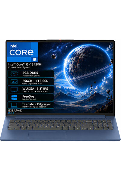 LENOVO IdeaPad Slim 3 15IRH10 83K10062TR-02 Intel Core i5 8GB DDR5 256GB+1TB ...