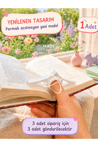 Mabs Tech Ergonomik Kitap Okuma Yüzüğü - Pratik Sayfa Tutucu Parmak Destekli ...