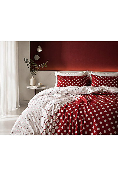 Fabeteks Polka Dot Ranforce 100% Cotton Double Duvet Cover Set