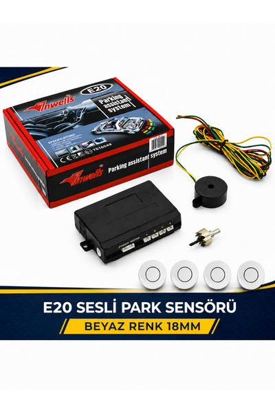 Inwells 18mm Sesli Park Sensörü 4 Lü Beyaz Geri Vites Park Destek Sistemi Ara...