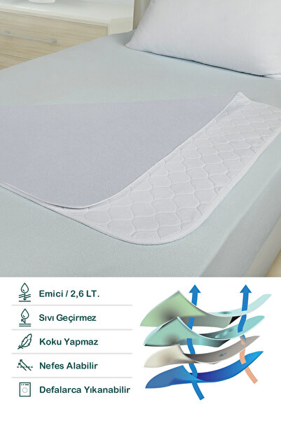 CARETEX Abso Yıkanabilir Hasta Bezi Altı Pedi 75x85 cm - Emici Su Geçirmez Yatak Koruyucu Ped (Beyaz)