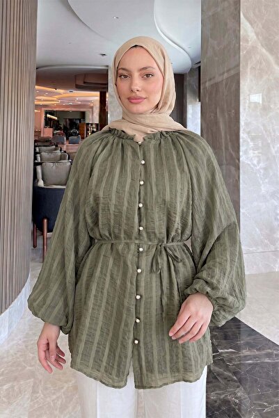 zenne Birit Detailed Shirt Y0122 - Khaki