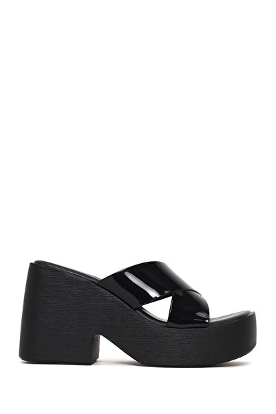 Derimod Women's Black Thick Heeled Platform Jelly Slippers 26Sfe4979Pv