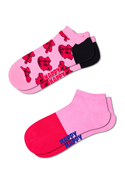 Derimod Happy Socks Kadın Pembe Desenli Pamuklu 2'li Çorap Seti P004567