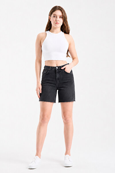 JUD Linda 289 Normal Bel Smoke Regular Midi Jeans Şort