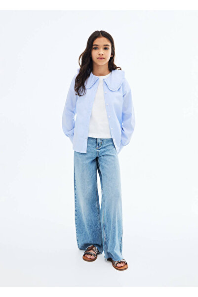 MANGO Kids Wideleg τζιν με ξεφτισμένα πόδια