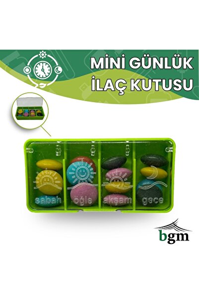 bgm Mini Yeşil İlaç Kutusu Günlük 4 Bölmeli İlaç