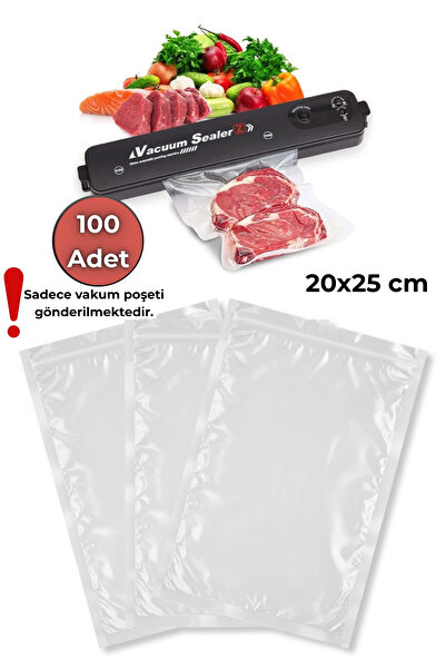 Vacuum Sealer 50 Adet 18x25 cm Vakum Makinesi Gıda Saklama Poşeti- Et Sebze M...