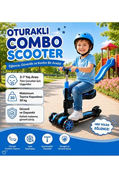NUNU Çocuk Scooter | Oturaklı | 3 Teker