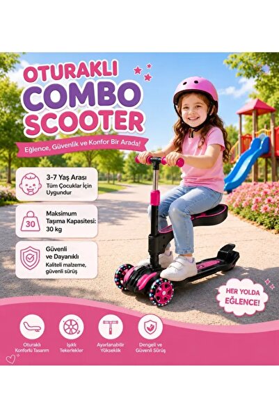NUNU Çocuk Scooter | Oturaklı | 3 Teker