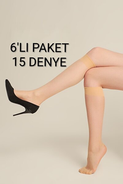 Özge Kadın 15 denye parlak diz altı çorap ince şefaf tül çorap günlük kullanı...