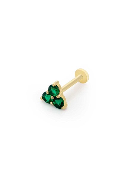 Cherry by Özkonak Üçlü Top Model Yeşil Tragus Piercing