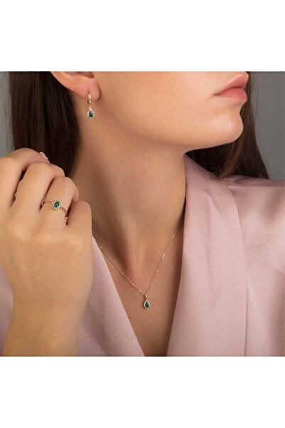 Cherry by Özkonak Yeşil Taşlı Set