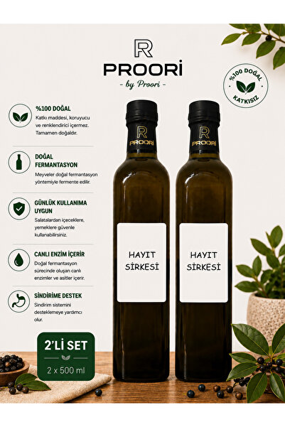 Proori Yıllanmış Hayıt Sirkesi Doğal Fermente Canlı Sirke 500 ml 2'li Paket
