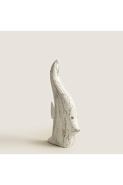 Chakra Antik Albasia Ahşap Balık Beyaz Küçük (20X6X38Cm) Natural