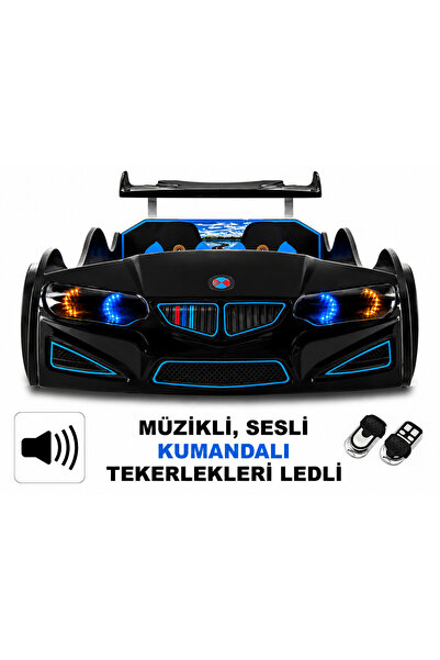 inegoldeneve BMW - M7 - Siyah Arabalı Yatak, Kumandalı, Işıklı, Sesli