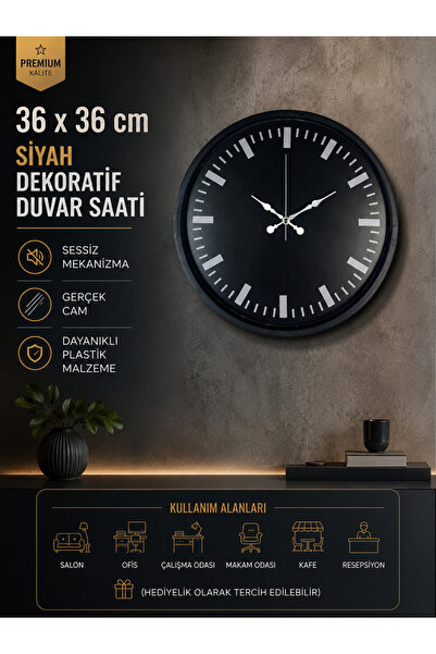 Other 36 Cm Siyah Dekoaratif Duvar Saati