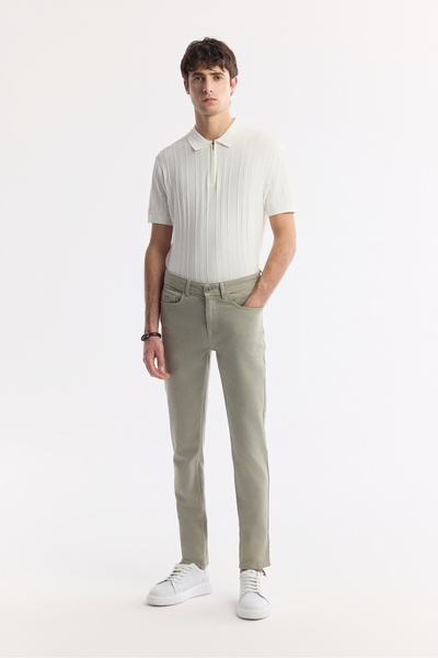 Avva Erkek Haki Pamuklu Berlin Slim Fit Jean Pantolon A51Y3515