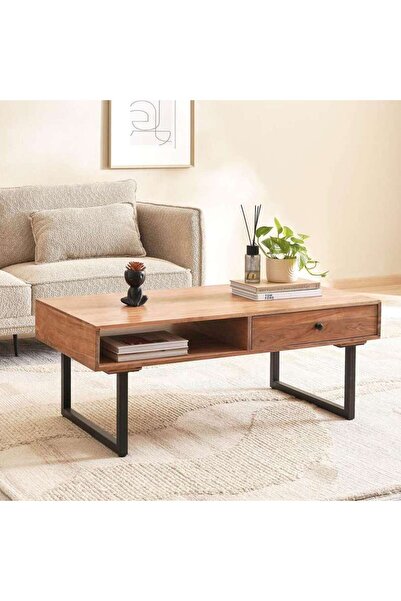 PAN HOME طاولة قهوة شارلوت مع درج واحد - أسود طبيعي