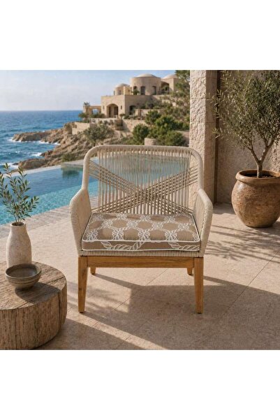 PAN HOME Beige Rope Seat Cushion 58x58x5 Zipper Closure 240 Gsm High Qulity M...