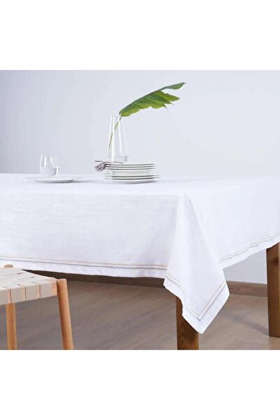 PAN HOME غطاء طاولة براتا دبل لاين 150x250 سم - رمادي شامبانيا
