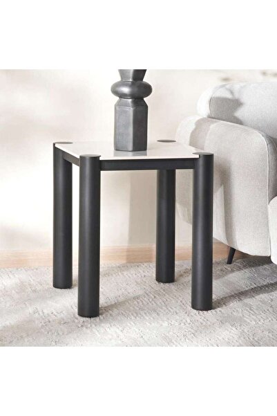 PAN HOME Gerel End Table Ceramic - White & Black