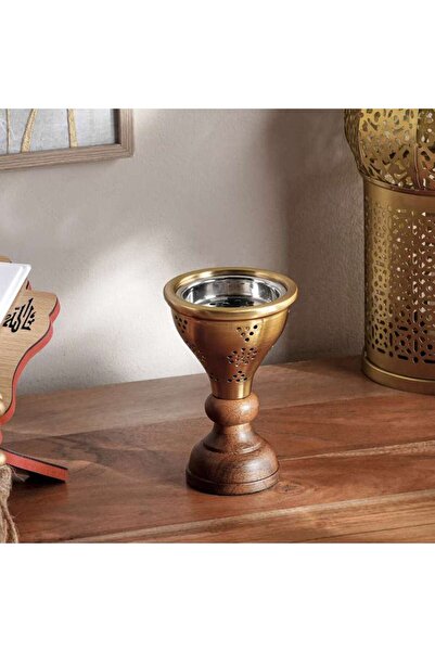 PAN HOME Afreen Metal Oud Burner 10x10x15cm - Gold
