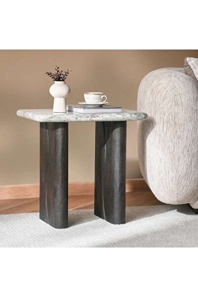 PAN HOME Terra End Table Marble - Beige & Brown