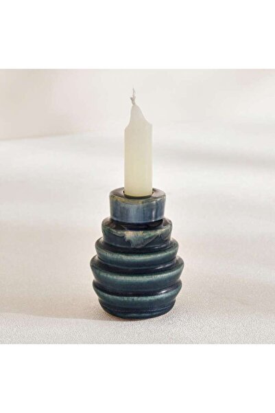 PAN HOME Pearson Ceramic Taper Candle Holder 7x7x9cm - Blue