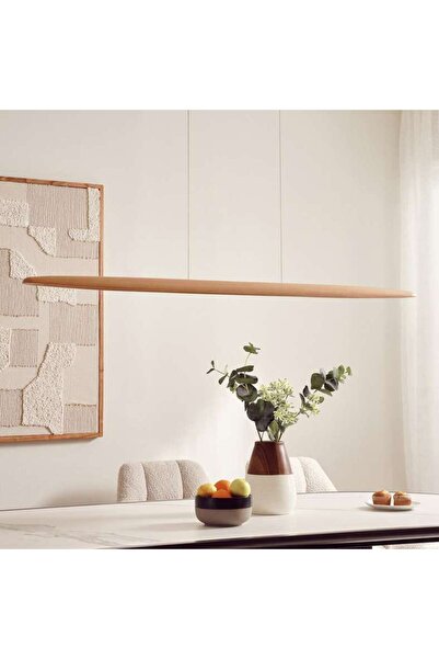 PAN HOME مصباح معلق خطي خشبي من إيكوجلو بتقنية LED مقاس 150×200 سم - طبيعي