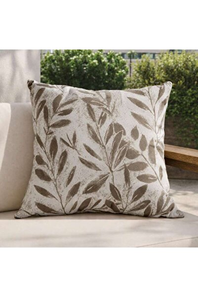 PAN HOME Beige Scale Leaf Toss Pillow 40x40 Cm Zipper Closure Double Pattern ...