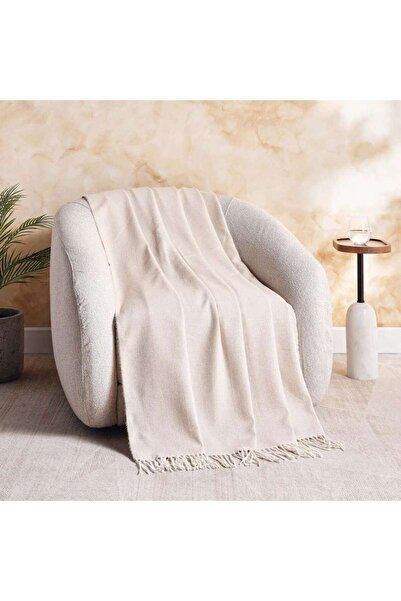 PAN HOME Super Soft Waffle Fringed Throw 130x170cm - Taupe