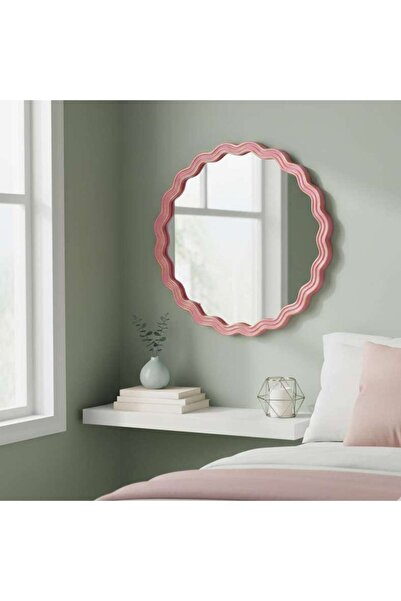 PAN HOME Wavelyn Wall Mirror Dia 30cm - Pink