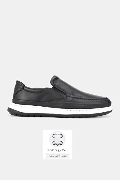 TUNAELLİ Men's Black Genuine Natural Leather Eva Sole Orthopedic Daily Loafer...