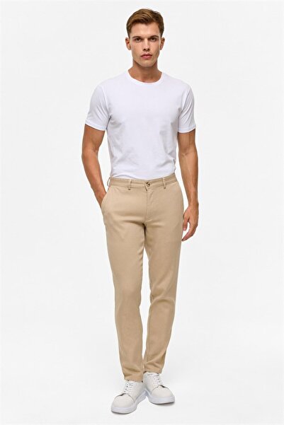 SÜVARİ Bej Slim Armürlü Pantolon