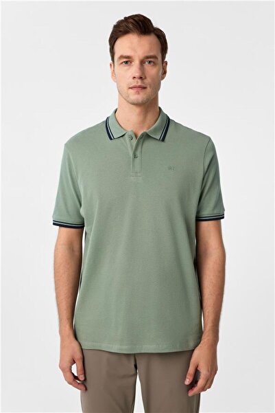 SÜVARİ Koyu Yeşil Regular Fermuarlı Polo Yaka Tişört