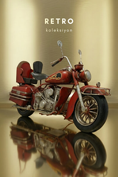 Pat Aksesuar Eskitme Kırmızı Chopper Motor Biblo Orta Boy