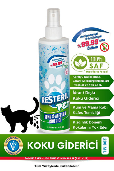 Resteril Parfümsüz Kedi Kumu Koku Giderici Mama Kabı Köpek İdrar Çiş Kokusu G...