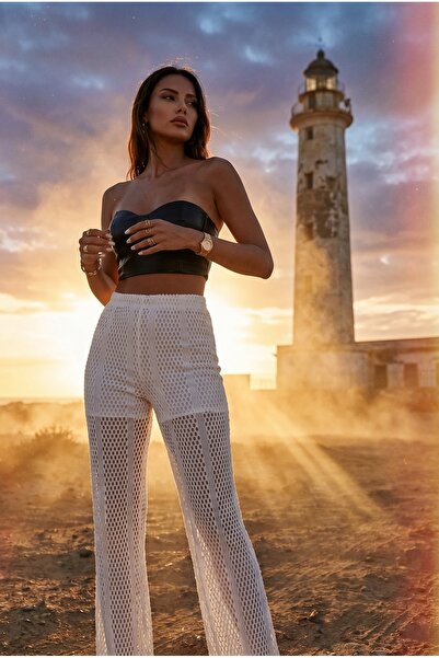 FASHION COCKTAIL Κοντό Με φόδρα Διαφανές Διχτυωτό Ελαστικό Παντελόνι Μέσης Ελ...