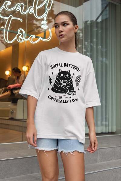 buzagi tasarım ürünleri Sarcastic Oversize Unisex White T-Shirt