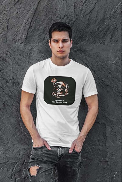 buzagi tasarım ürünleri Astronaut Funny Regular Fit White T-Shirt